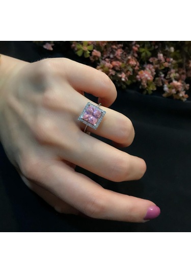 Stela Pembe Baget Gümüş Yüzük