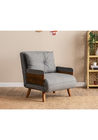 Pafu Cosmo Tekli Katlanır Yataklı Koltuk - Keten Açık Gri Keten Açık Gri