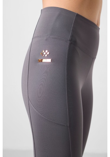 Koyu Gri Esnek Standart Fit Performans Kadın Tayt - 94667 Koyu Gri