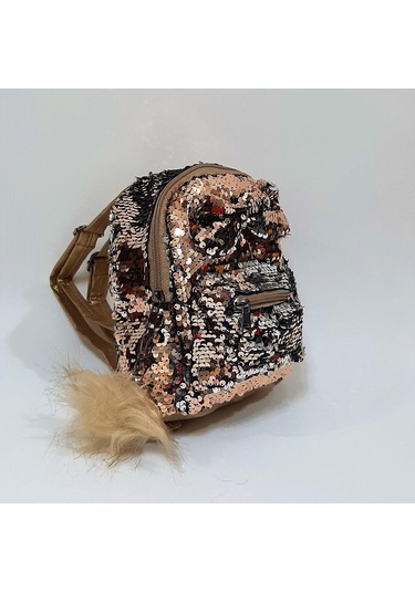 Fiyra Crn Dore Altın Pullu Kız Çocuk Sırt Çantası 16cmx20cmx10cm Altın