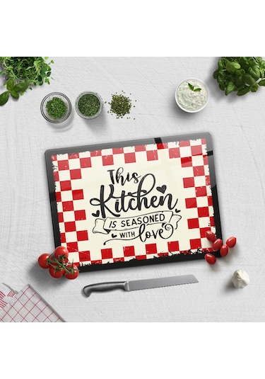Decorita Cam Kesme Tahtası | Kitchen Love | 30cm x 40cm