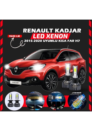 Renault Kadjar 2015-2020 Kısa Far Uyumlu Şimşek Etkili Led Xenon Pro Series H7