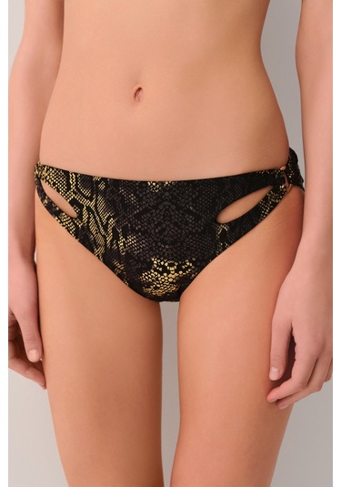 Suwen Medusa Yanı Detaylı Bikini Alt Sb2515512061206 Siyah Yılan Baskılı