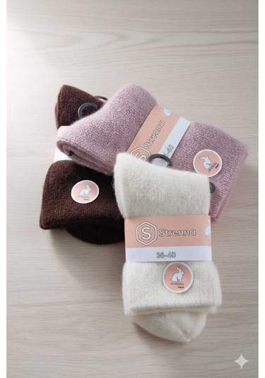 Angora Yün Çorap 3 Adet Set 1