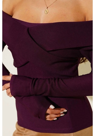 Biçomi Madonna Çapraz Yaka Bluz Mürdüm T4331 Mürdüm