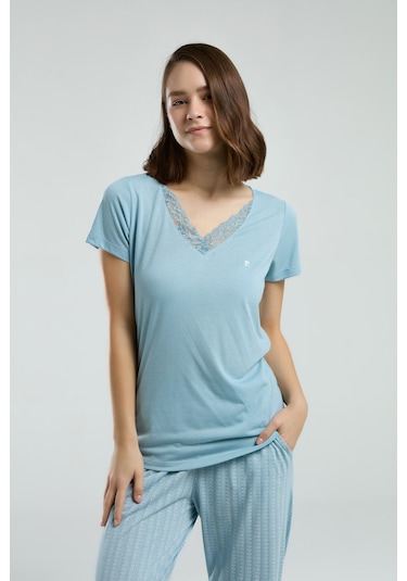 Pierre Cardin Kadın Mavi Pijama Takımı Pc8998-s-v1 Mavi