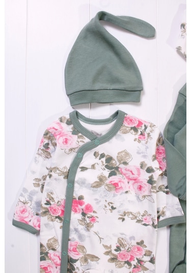 Kind İs Cool Desenli Nakışlı Kız Bebek 4'lü Tulum Seti Yeşil
