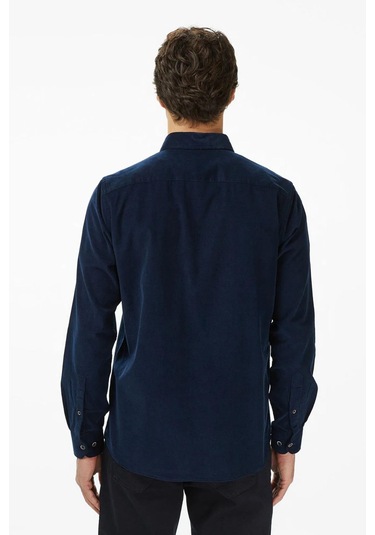 Erkek Lacivert Classic Fit Gömlek-11579 Lacivert