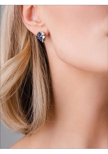 Lamponi Yonca Kolye Küpe: 925 Gümüş, Zirkon Ve Safir 140323483 Mavi