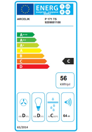 Arçelik P 171 TS Ankastre Sürgülü Aspiratör