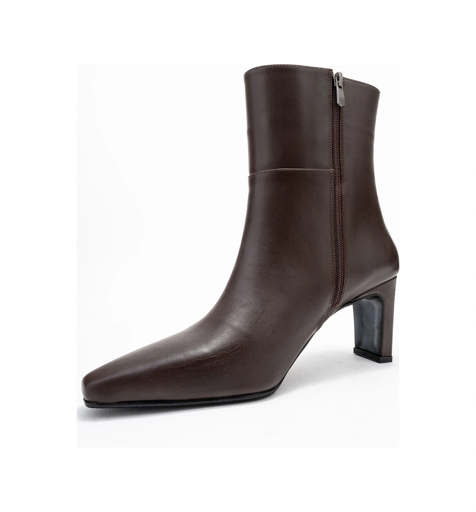 Elıas Kahverengi Cilt Hakiki Deri Kadın Blok Topuklu Bot Kahverengi Deri