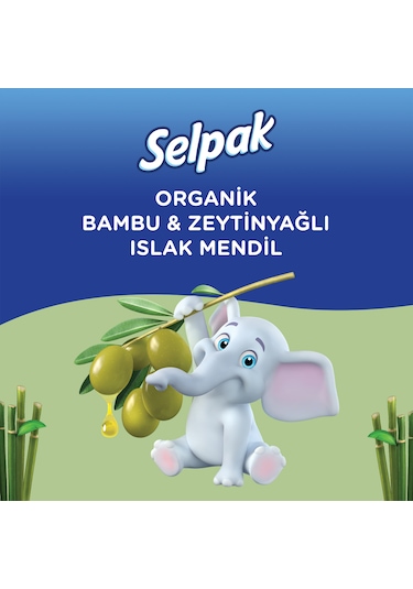 Selpak Organik Bambu Özlü&Organik Zeytinyağlı Islak Mendil 12'li