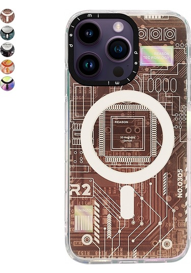 İphone 14 Pro Max Kılıf Magsafe Özellikli Infinity Desenli Silikon Kapak