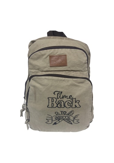 Kaliteli Siyah Vintage Salaş Baskılı Disayn Günlük Gezi Okul Sırt Çantası Revilla Bag 28x38cm Bej - Beyaz