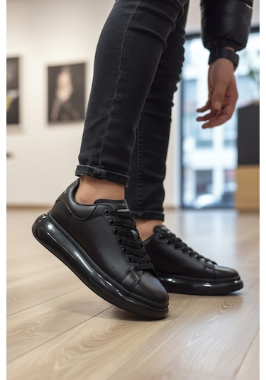 Enoch Erkek Alex Model Jel Taban Sneaker Oversize Kalın Ve Parlak Tabanlı Lüks Sokak Modeli Siyah