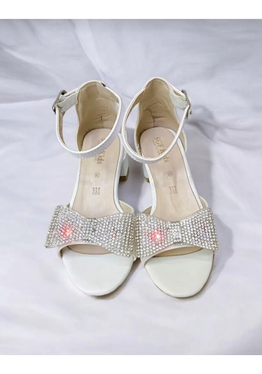 Stella Butik Işıklı Kız Çocuk Topuklu Ayakkabı Beyaz