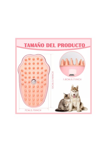 Hombey Kedi Köpek Saç Dökülmesini Azaltan Elektrikli Buhar Spreyli Fırça - Saç Çabuklanmasını Önleyen, Saçları Parlatıcı Kedi Ayak Desenli Pembe