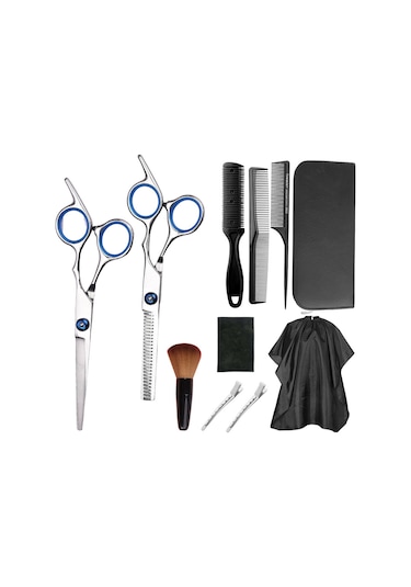 Youmex 11 Parça Paslanmaz Çelik Saç Kesim Seti - Düz Ve Dişli Makaslar, Taraklar, Kemerler İle Deri Çanta Diğer