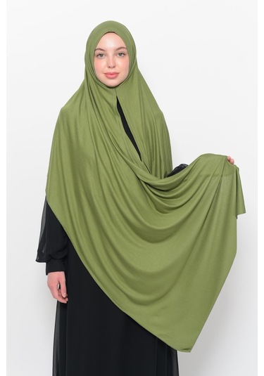Hazır Pratik Geçmeli Lüks Düz Penye Şal Çapraz Hizalı Fıstık Yeşili