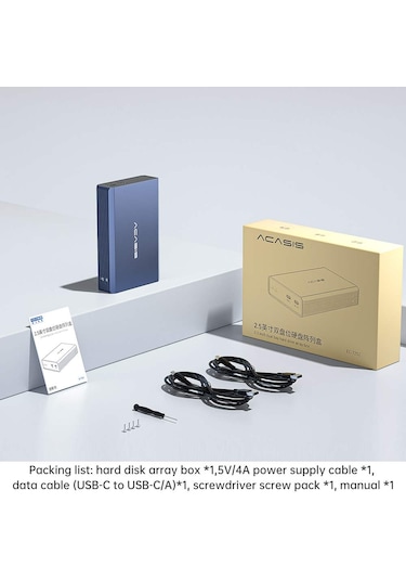 Acasis EC7252 2x2.5 HDD Uyumu 4 RAID Mod 5Gbps Type-C Disk Box