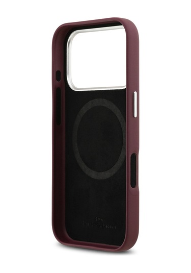 İphone 17 Pro Uyumlu Kılıf Bmw Lisanslı M-safeli Metal Logolu Tam Kaplama Deri Kapak Kırmızı Kirmizi