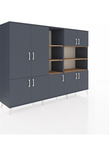 Hyperion Dolap 14 Raflı 9 Kapaklı 220x44x163 Antrasit-antrasit/ça Antrasit-antrasit/çam