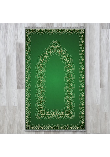 Evaşk Namazlık Dokuma Halı Kaymaz Muslumana Seccade 80 x 130 YEŞİL EVAŞK609B66