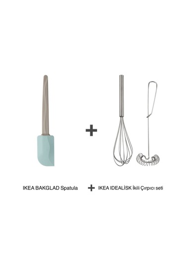 Bakglad Spatula Ve Idealisk Ikili Çelik Çırpıcı-köpürtücü Seti Çelik