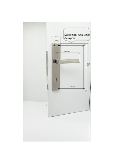 Piramit Siyah Lüx Kare Aynalı Yale Çelik Kapı Kolu Sol Basar Tek Yön