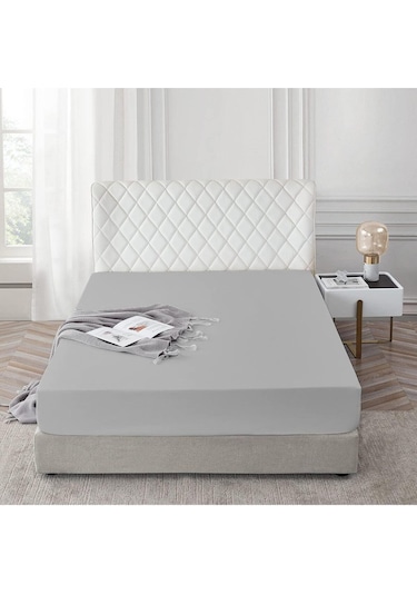 Lastikli %100 Pamuk Penye Çarşaf Çift Kişilik 160 X 200 Gri