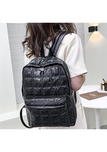 Siyah Yogodlns Kış Uzay Pamuk Sırt Çantası Kadın Büyük Kapasiteli İçin Su Geçirmez Naylon Sırt Çantası Siyah