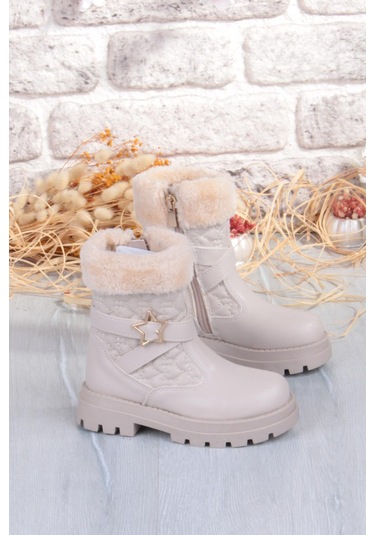 Fort Cool Evla Anatomik Sıcak Astar Kaymaz Taban Kız Çocuk Bot Bej