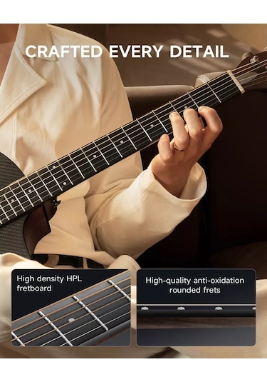 Donner Rısıng-g1 Carbon Fiber Akustik Gitar Seti Parlak Siyah