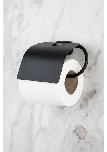 Multistore Mini Serisi Siyah Geniş Kapaklı Tuvalet Kağıtlığı Wc Kağıtlık Tuvalet Kağıdı Askısı Siyah
