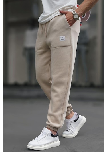 Madmext Bej Cep Detaylı Erkek Basic Eşofman Altı 6522-bej Bej