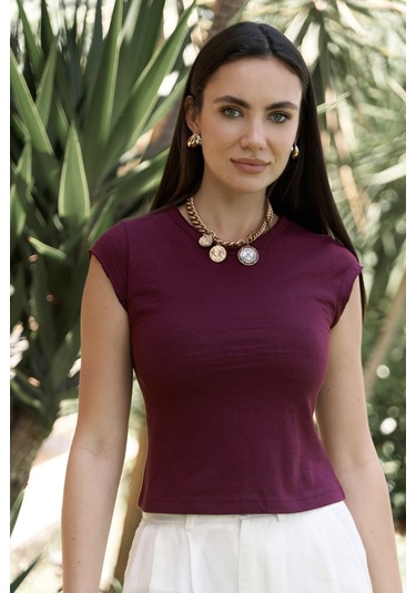 Bohemai Kensal Dar Kesim Bordo T-shirt Bordo