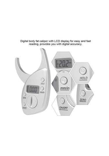 Vkemall Dijital Vücut Yağı Ölçer - Abs Malzeme, 0-52.5mm Aralığı, Lcd Ekranlı, Portatif, Hassas Ölçüm - Gümüş