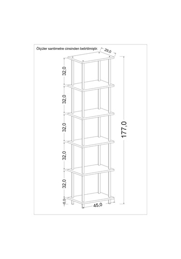 Çevir Kur 45 Cm Beyaz Kitaplık Beyaz