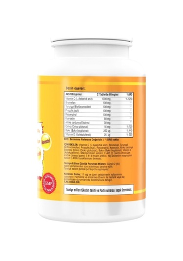 Vitamin C Çinko Propolis 180 Tablet X 3 Kutu