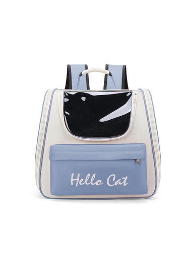 Hangfox Geniş Kapasiteli, Nefes Alabilir Kedi Sirt Çantası - Taşınabilir, Stilli Renk Kontrastlı, Dış Etkinlikler İçin Mavi 5021