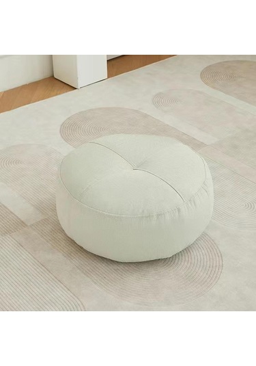 Homyl Yuvarlak Yer Minderi Dekoratif Meditasyon Oturma Beyaz