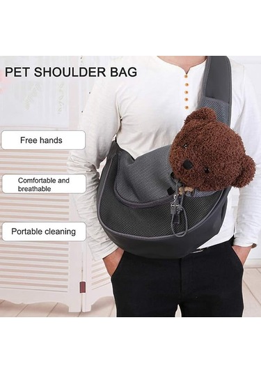 Geeksen Ayarlanabilir Omuz Askılı Rahat Evcil Hayvan Taşıma Çantası - Siyah Çok Renkli