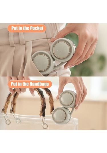 Fortunelane Beyaz Dq210 Şarj Edilebilir Boyun Fanı: 360 Döner, 3 Hızlı, Yaprakssız, İki Başlı, Ev-ofis Kullanımı