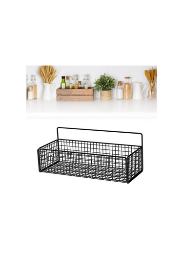 Kosona Demir Duvar Asma Depolama Sepeti - Evde Kolay Kurulum, Çok Amaçlı Kullanım, Odaları Düzenle Siyah Siyah