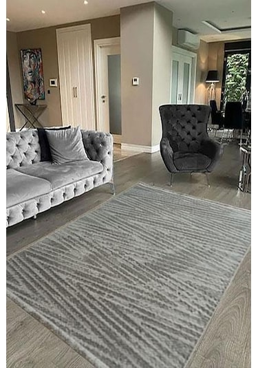 Çam Halı Eyfel 3107 Gri Romans Halı Modern Desenli Makine Halısı