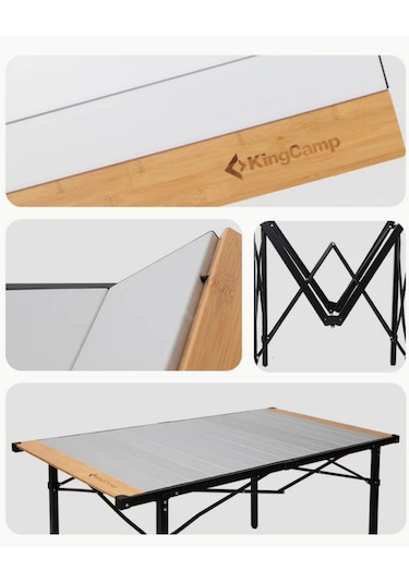 Kingcamp Granite Pro M 102x70 Katlanır Lux Kamp Masası Ahşap - Gri