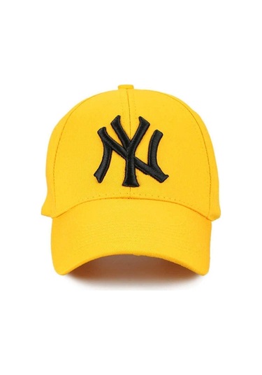 Unisex Ny Sarı-siyah Nakışlı Şapka Sarı