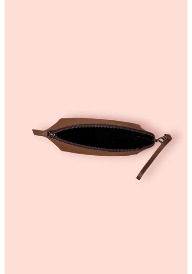 Modica Milan - Hakiki Deri Makyaj Ve El Çantası Kompakt Tasarım, Şık Ve Dayanıklı El Tutma Sapıyla Kahverengi