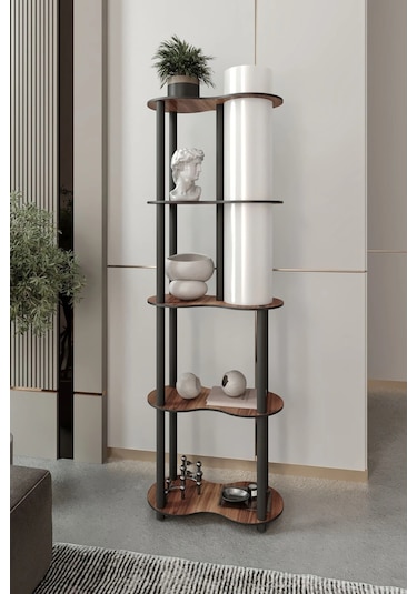 Ravilo Sperenza Dekoratif Raflı Lambader Ceviz Ceviz