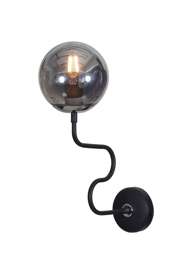Luzarana Ferro Yatay Krom-siyah Metal Gövde Füme Camlı Tasarım  Aplik